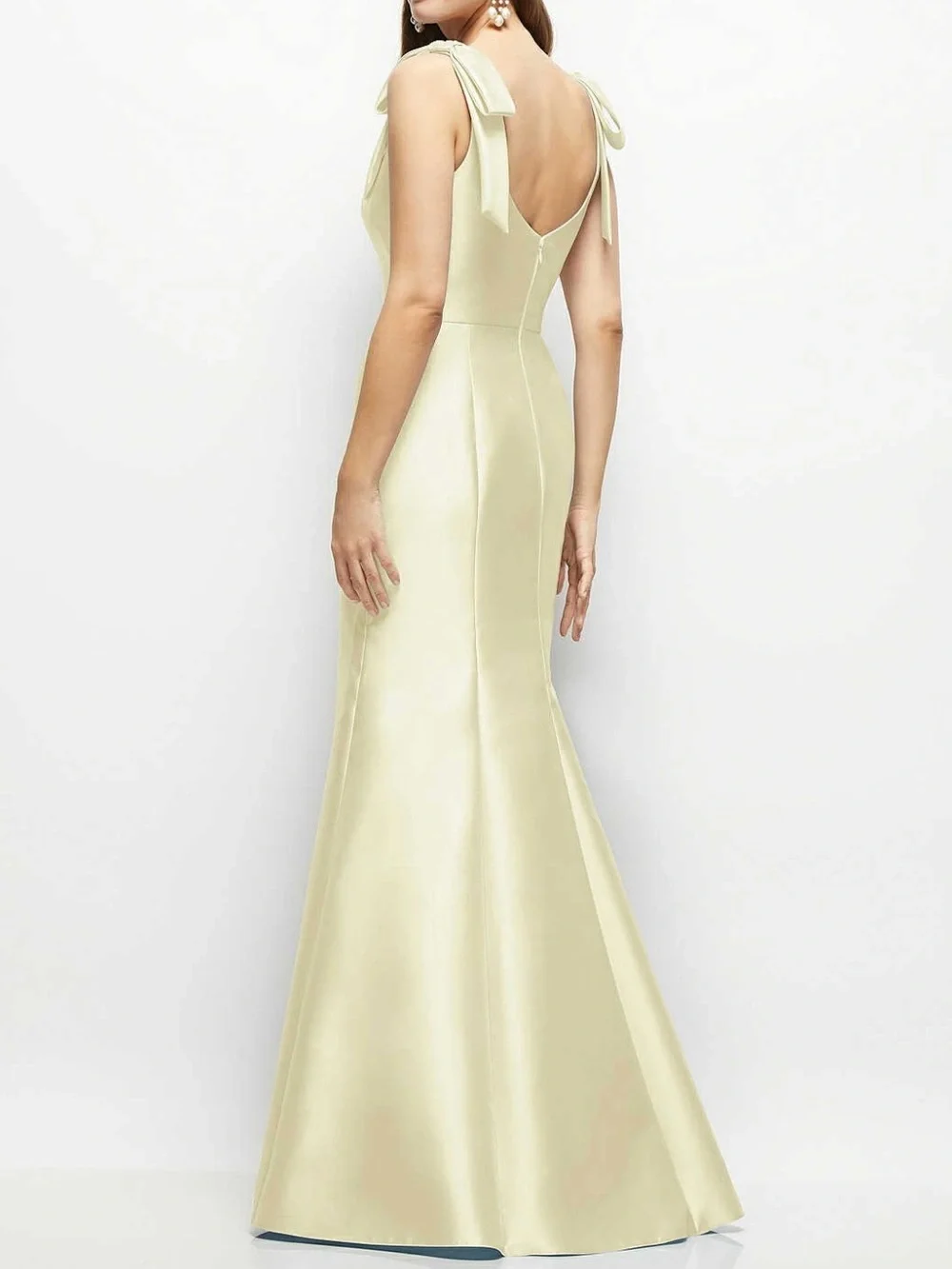 Dessy - Alfred Sung dress with shoulder bows in butter yellow - Picture 2 of 2